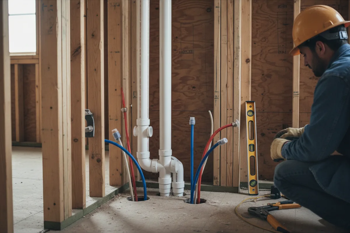 Drain and supply rough-in during Drain Cleaning in Trumbauersville
